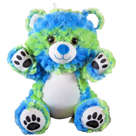 Fiesta Plush Sitting Bear Green Blue 10” Multicolor Soft Stuffed Toy Animal - Picture 1 of 16